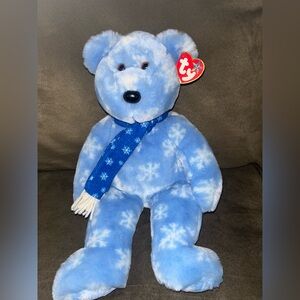 Ty Blue Snowflake Teddy Bear 1999 holiday Beanie Buddy